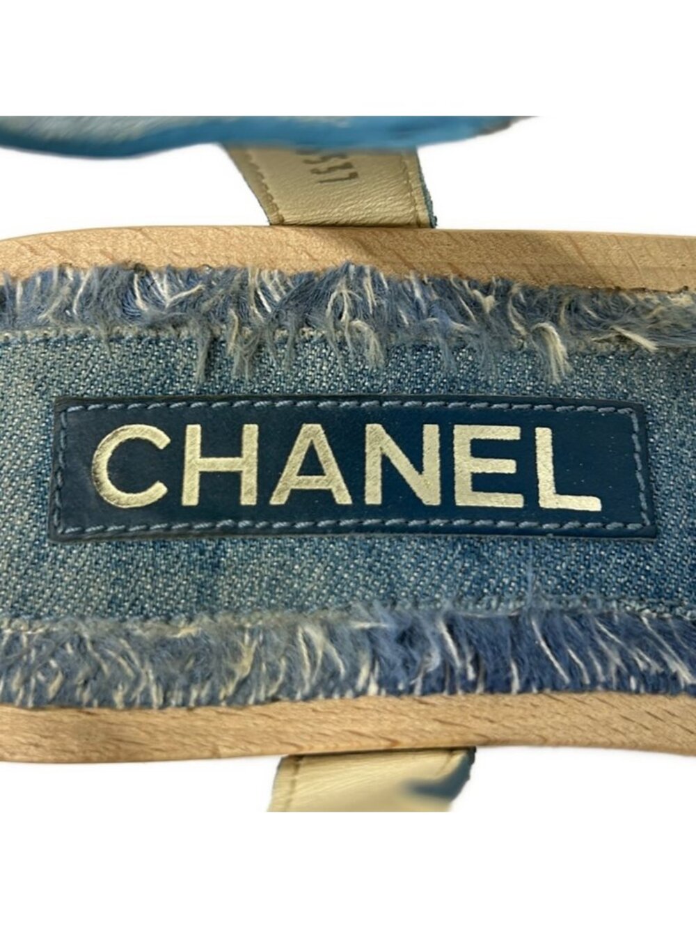 Chanel Sandals 39c Light Blue Gold Lame Leather - Picture 5 of 10